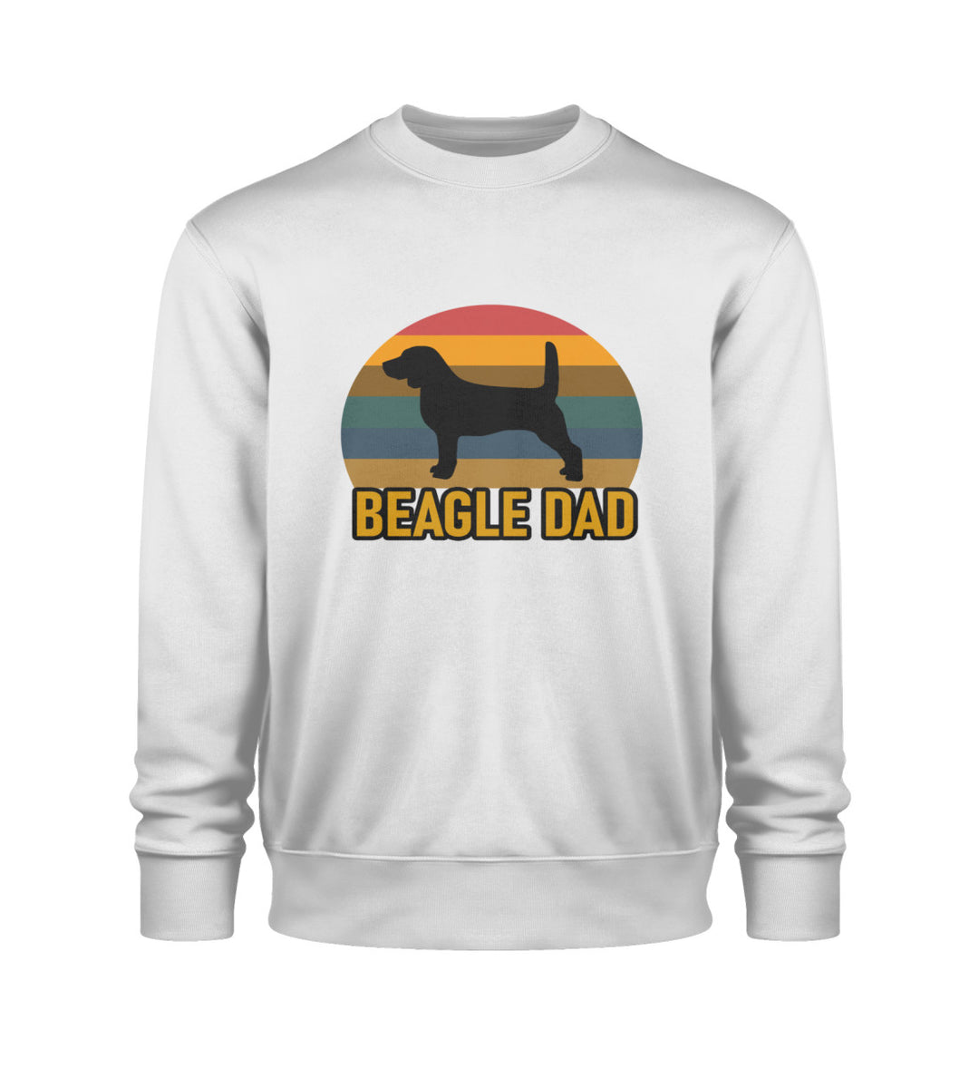 Stylisches Herren-Sweatshirt in Hellgrau mit Beagle Dad-Motiv aus veganer Bio-Baumwolle