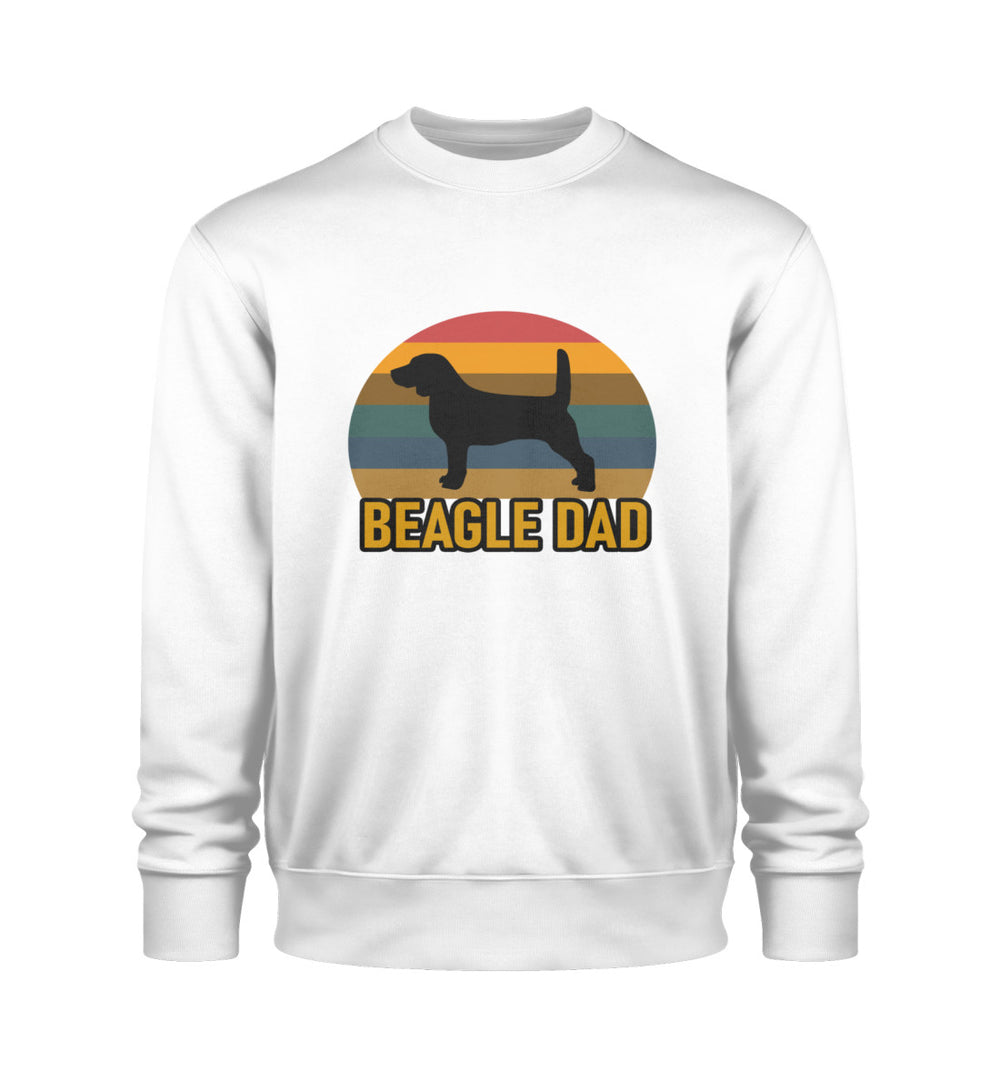 Veganes Herren-Sweatshirt in Weiß mit Beagle Dad-Design aus nachhaltiger Bio-Baumwolle