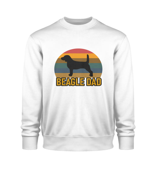 Veganes Herren-Sweatshirt in Weiß mit Beagle Dad-Design aus nachhaltiger Bio-Baumwolle