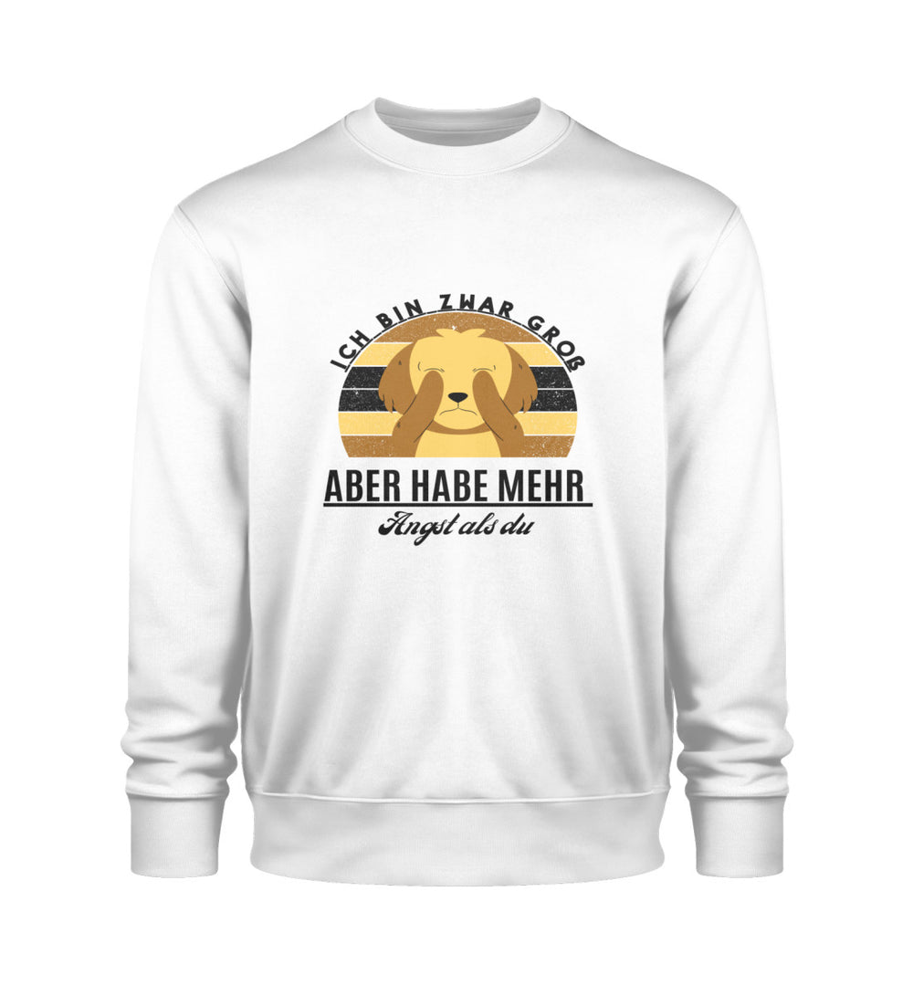 Herren Sweatshirt aus Bio-Baumwolle in Weiß – Bin zwar groß Design 2 für Tierliebhaber mit Humor