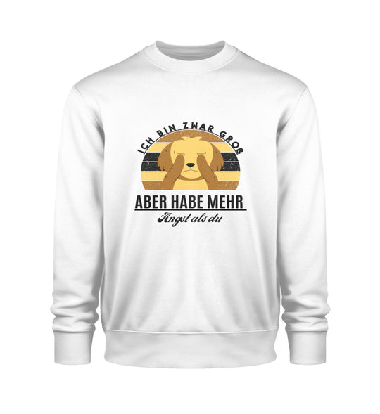 Herren Sweatshirt aus Bio-Baumwolle in Weiß – Bin zwar groß Design 2 für Tierliebhaber mit Humor