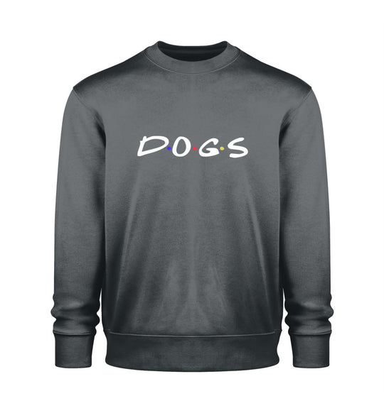 Herren Sweatshirt vegan aus Bio-Baumwolle in Indigo Grau mit herzlichem Dogs-Design