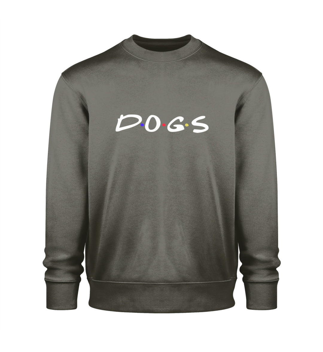 Herren Sweatshirt vegan aus Bio-Baumwolle in Khaki mit herzlichem Dogs-Design