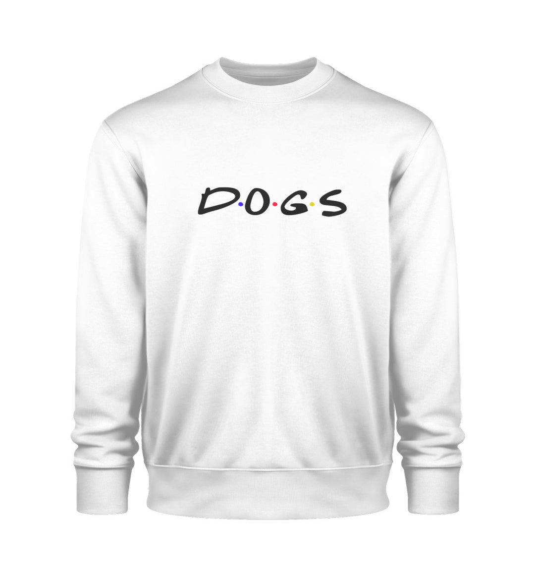 Herren Sweatshirt vegan aus Bio-Baumwolle in Weiß mit herzlichem Dogs-Design