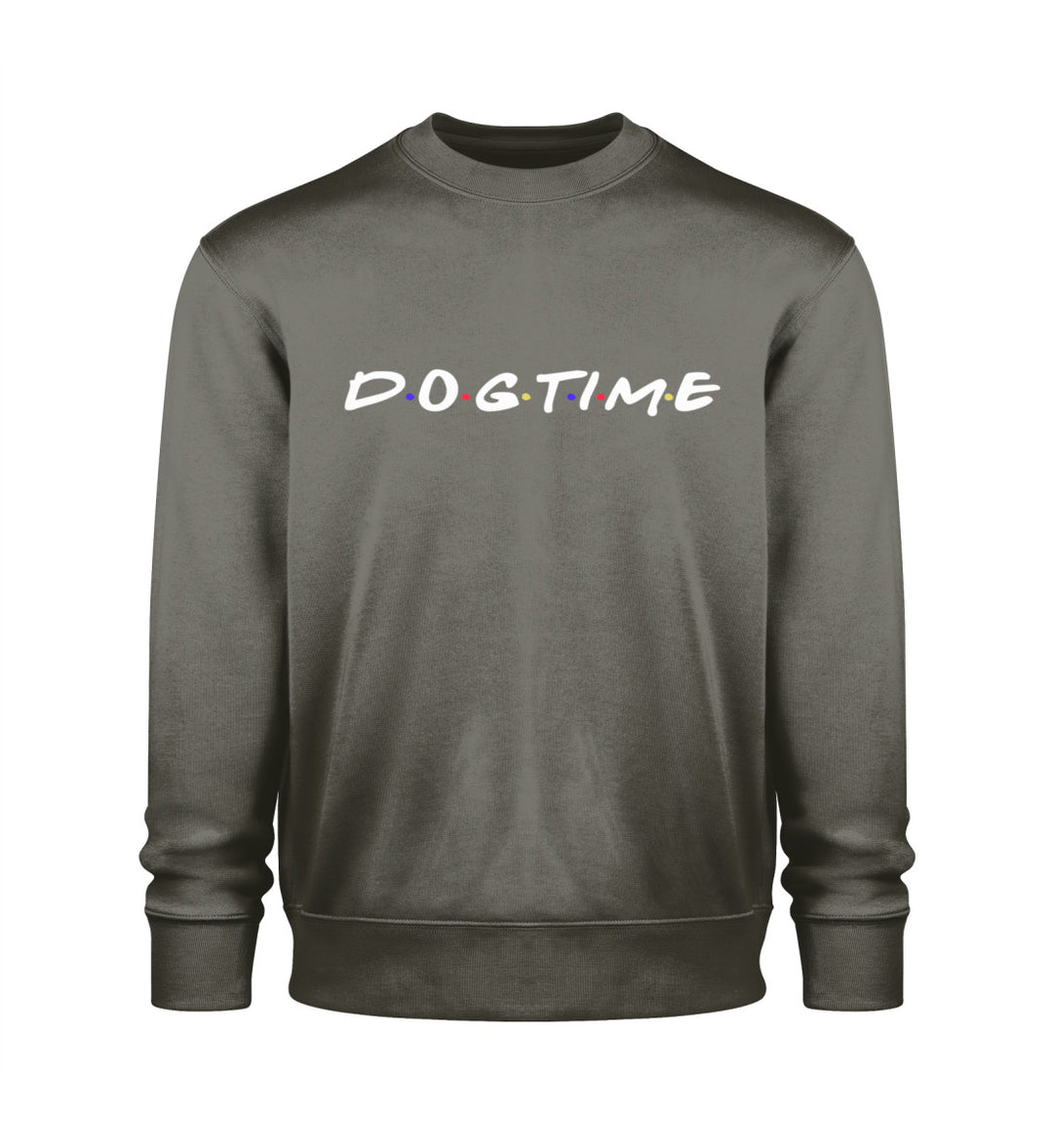 Herren Sweatshirt vegan aus Bio-Baumwolle in Khaki mit herzlichem Dogtime-Design