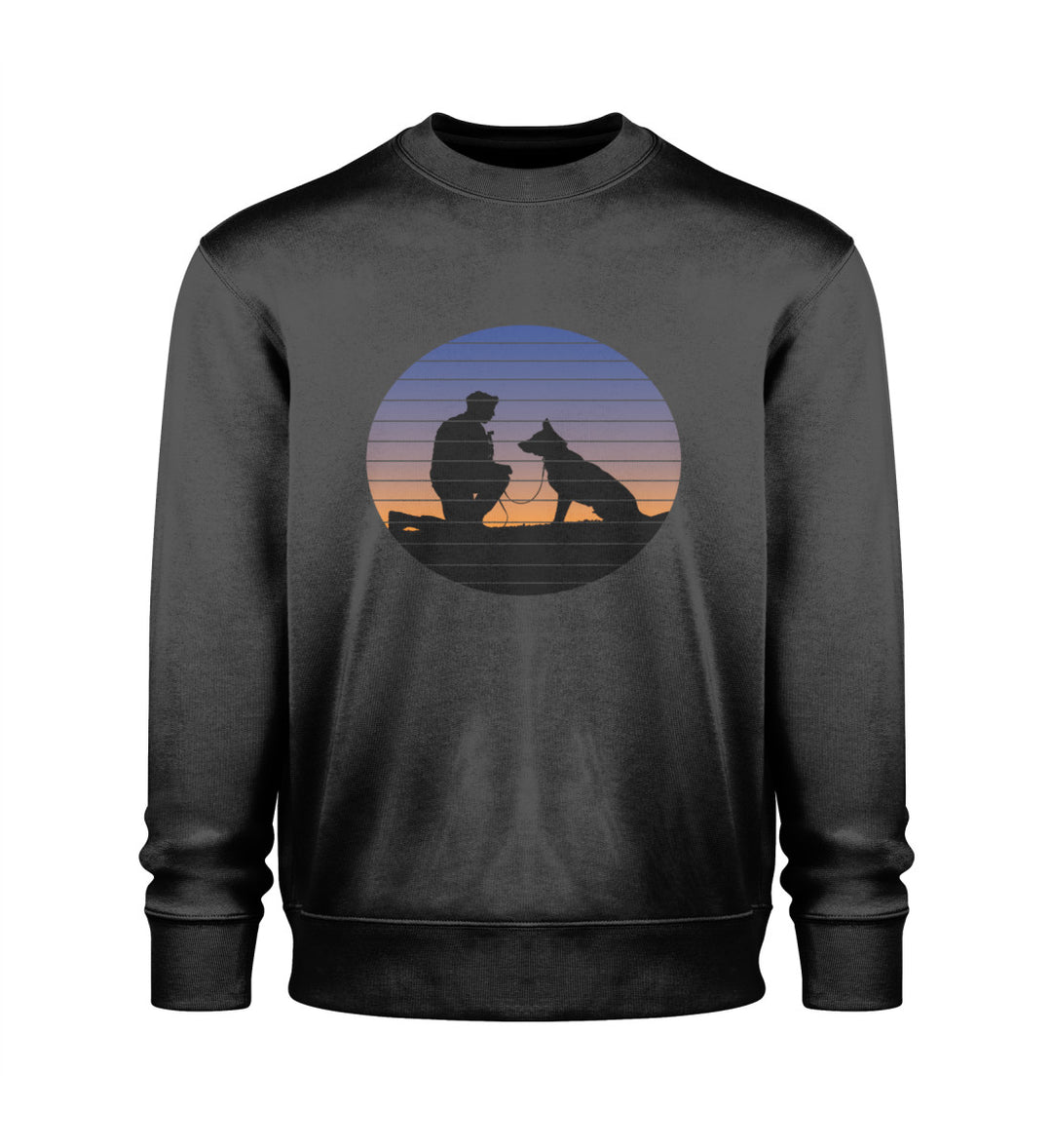 Schwarzes Herren-Sweatshirt aus veganer Bio-Baumwolle mit Hundeliebe-Motiv