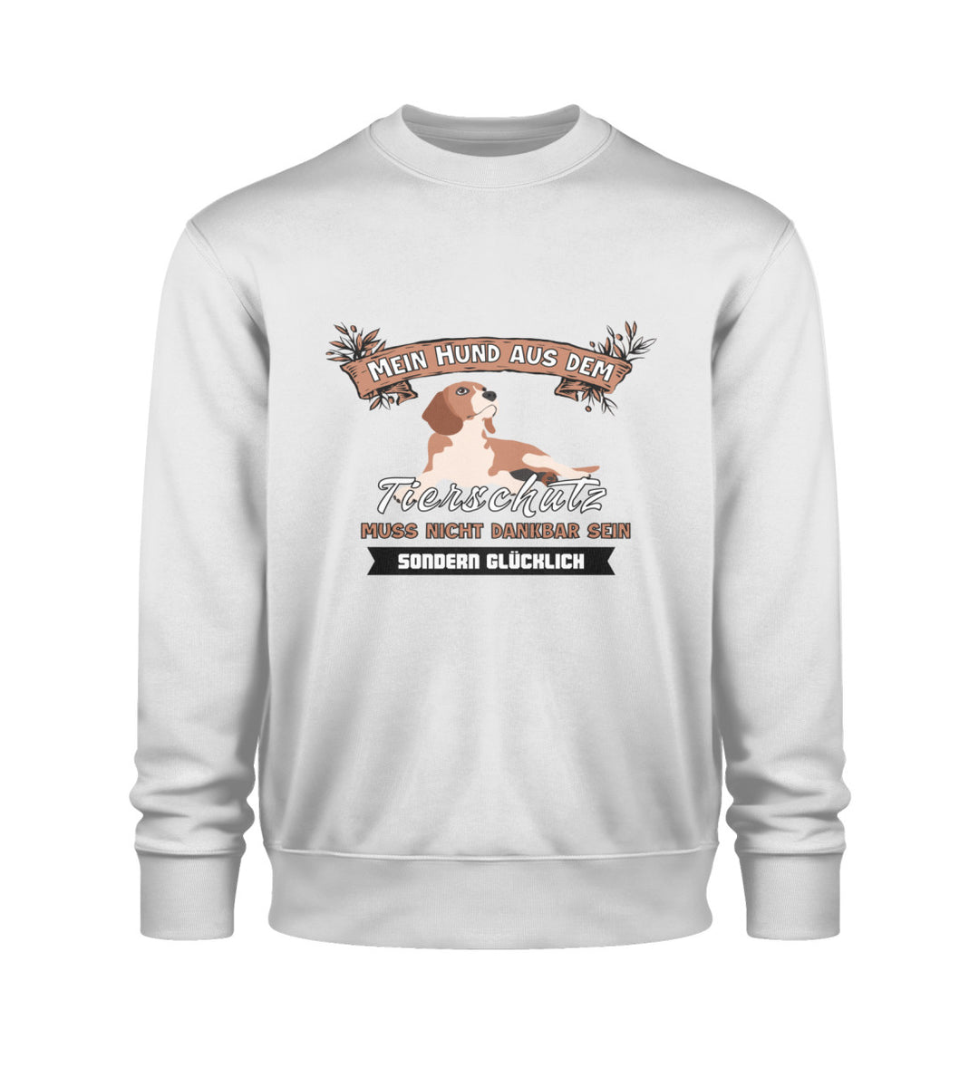 Veganes Herren-Sweatshirt in Hellgrau mit Bio-Baumwolle und Mein Hund aus dem Tierschutz-Print – ideal für Tierschützer