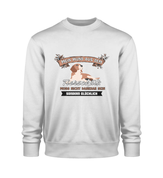 Veganes Herren-Sweatshirt in Hellgrau mit Bio-Baumwolle und Mein Hund aus dem Tierschutz-Print – ideal für Tierschützer
