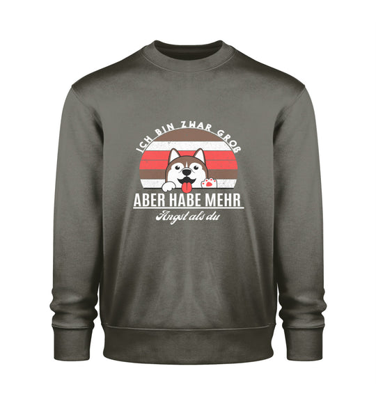 Veganes Herren Sweatshirt in Khaki mit Bin zwar groß-Print – nachhaltige Mode aus Bio-Baumwolle