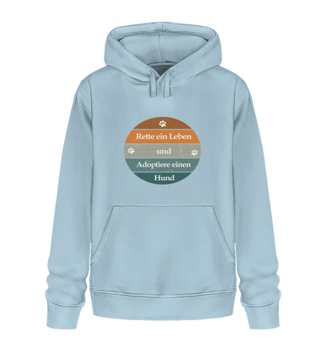 Hellblauer veganer Hoodie – Rette ein Leben und Adoptiere einen Hund ist die perfekte Botschaft für alle Tierfreunde und Tierschützer