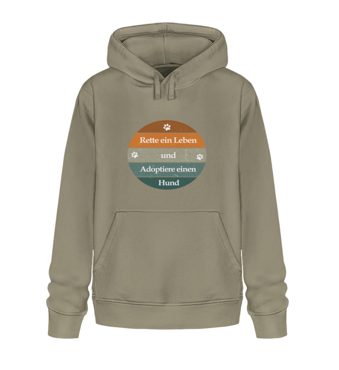 Rette ein Leben und Adoptiere einen Hund Hoodie in khaki – Zeige deine Unterstützung für den Tierschutz und adoptiere aus Liebe