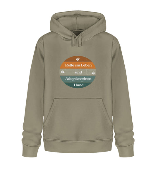 Rette ein Leben und Adoptiere einen Hund Hoodie in khaki – Zeige deine Unterstützung für den Tierschutz und adoptiere aus Liebe
