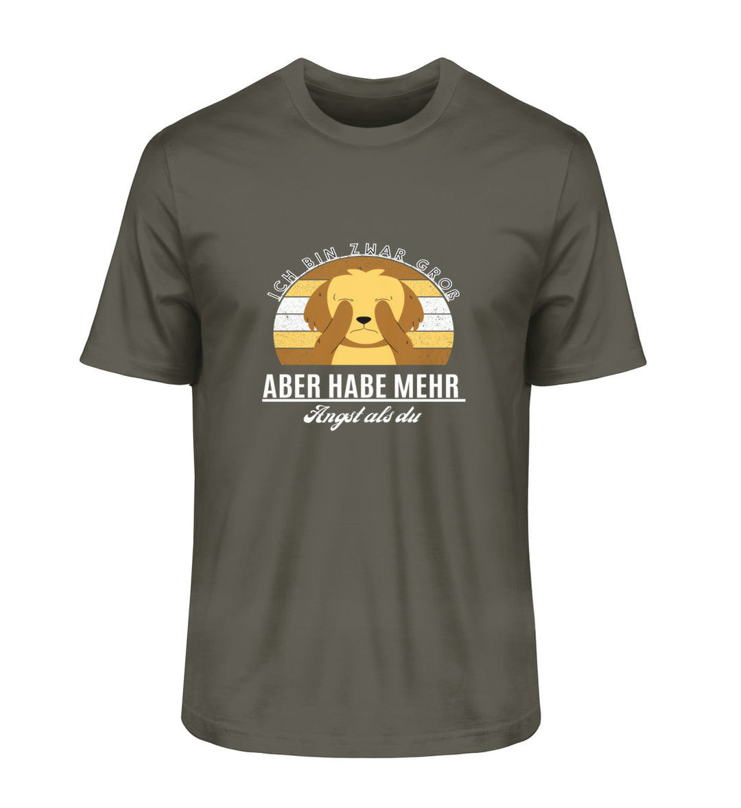 Ich bin zwar groß, aber habe mehr Angst als du Tierschutz-Shirt für Herren in Khaki – nachhaltige Mode aus Bio-Baumwolle, ein Statement für den Tierschutz