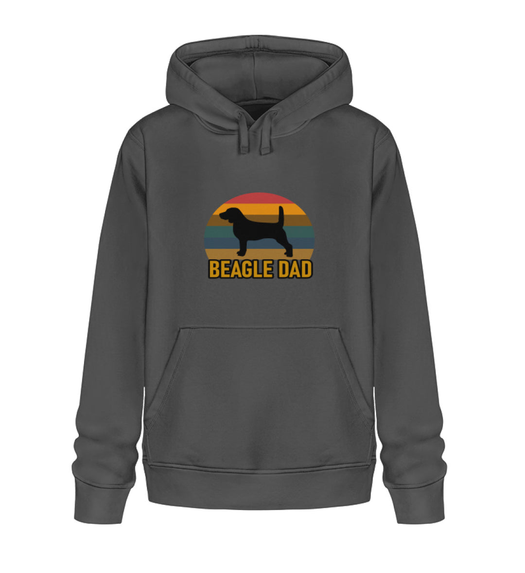 Dunkelgrauer veganer Herren-Hoodie aus Bio-Baumwolle mit Beagledad-Motiv