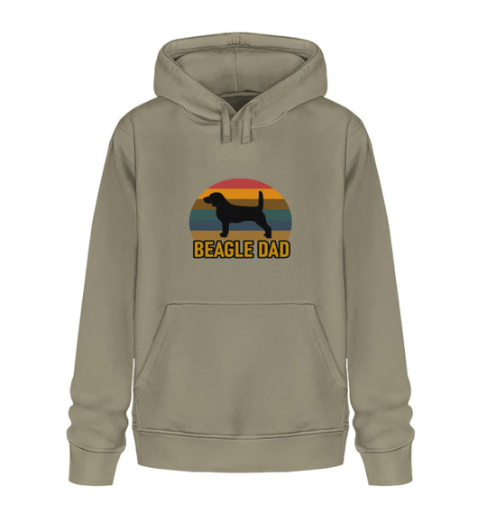 Khaki veganer Herren-Hoodie aus Bio-Baumwolle mit Beagledad-Motiv