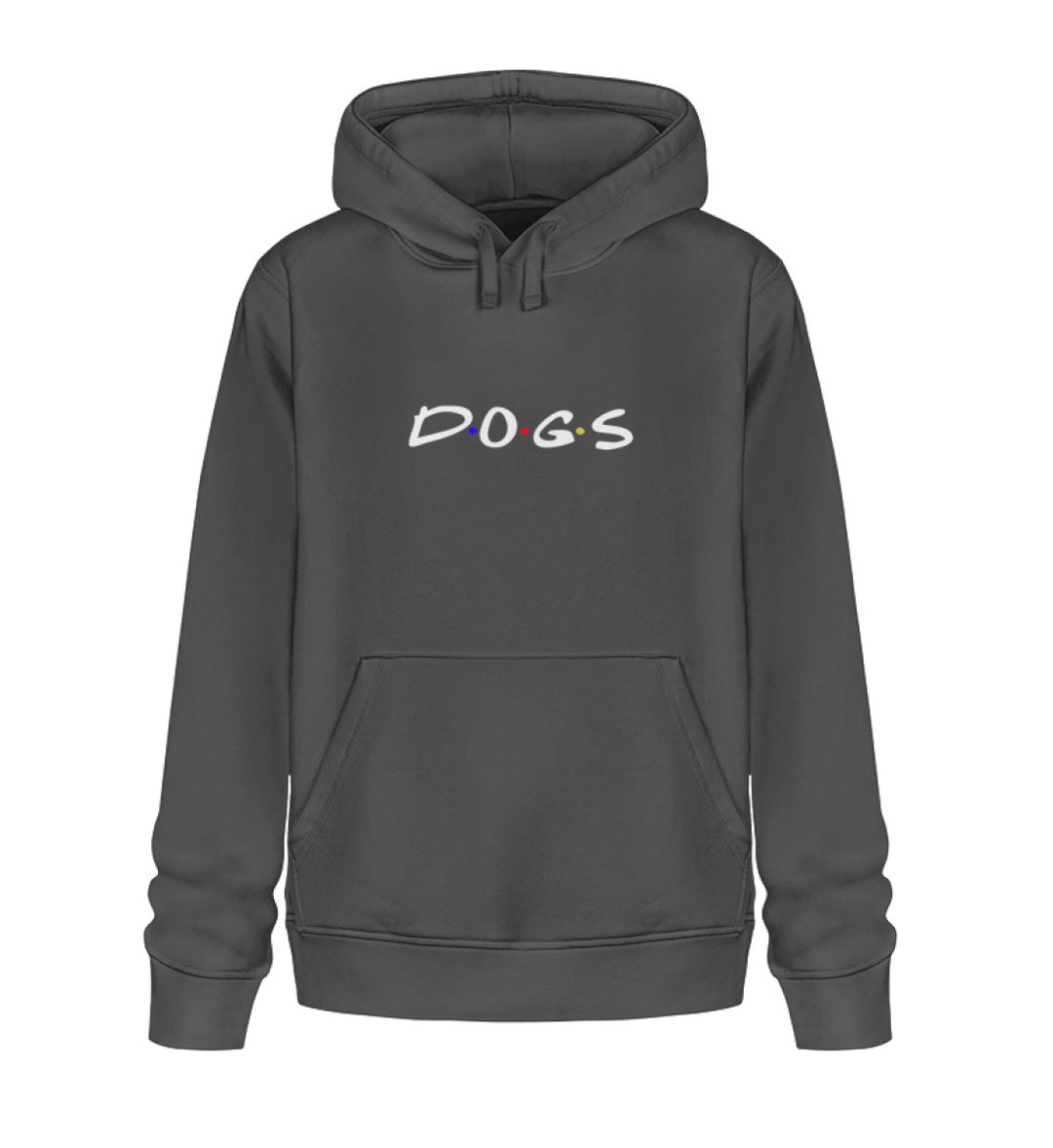 Dunkelgrauer veganer Herren-Hoodie aus Bio-Baumwolle mit Dogs-Motiv