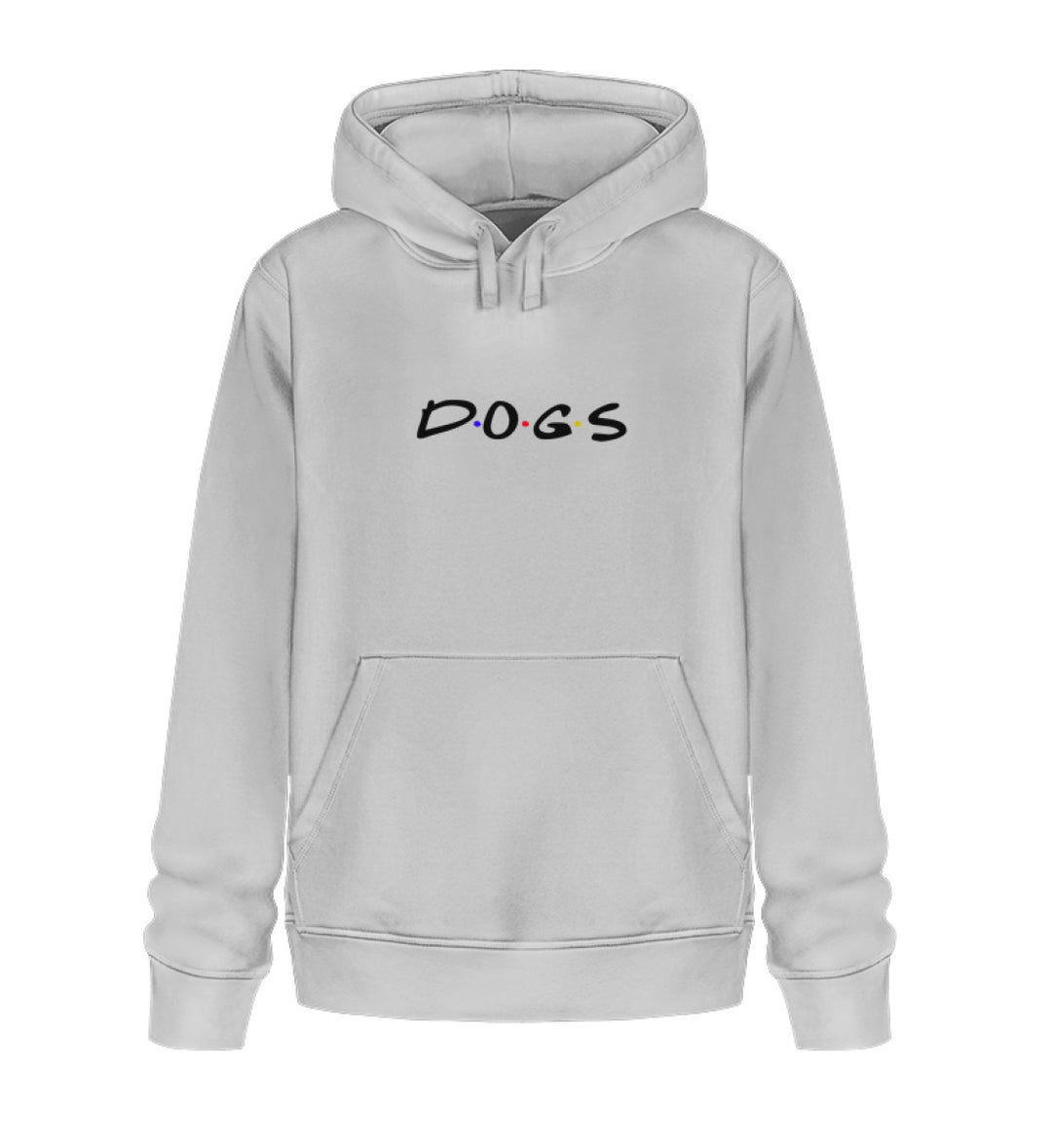 Hellgrauer veganer Herren-Hoodie aus Bio-Baumwolle mit Dogs-Motiv