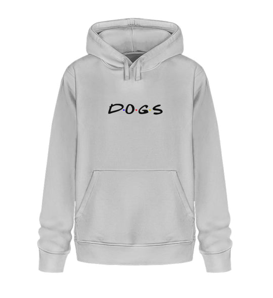 Hellgrauer veganer Herren-Hoodie aus Bio-Baumwolle mit Dogs-Motiv