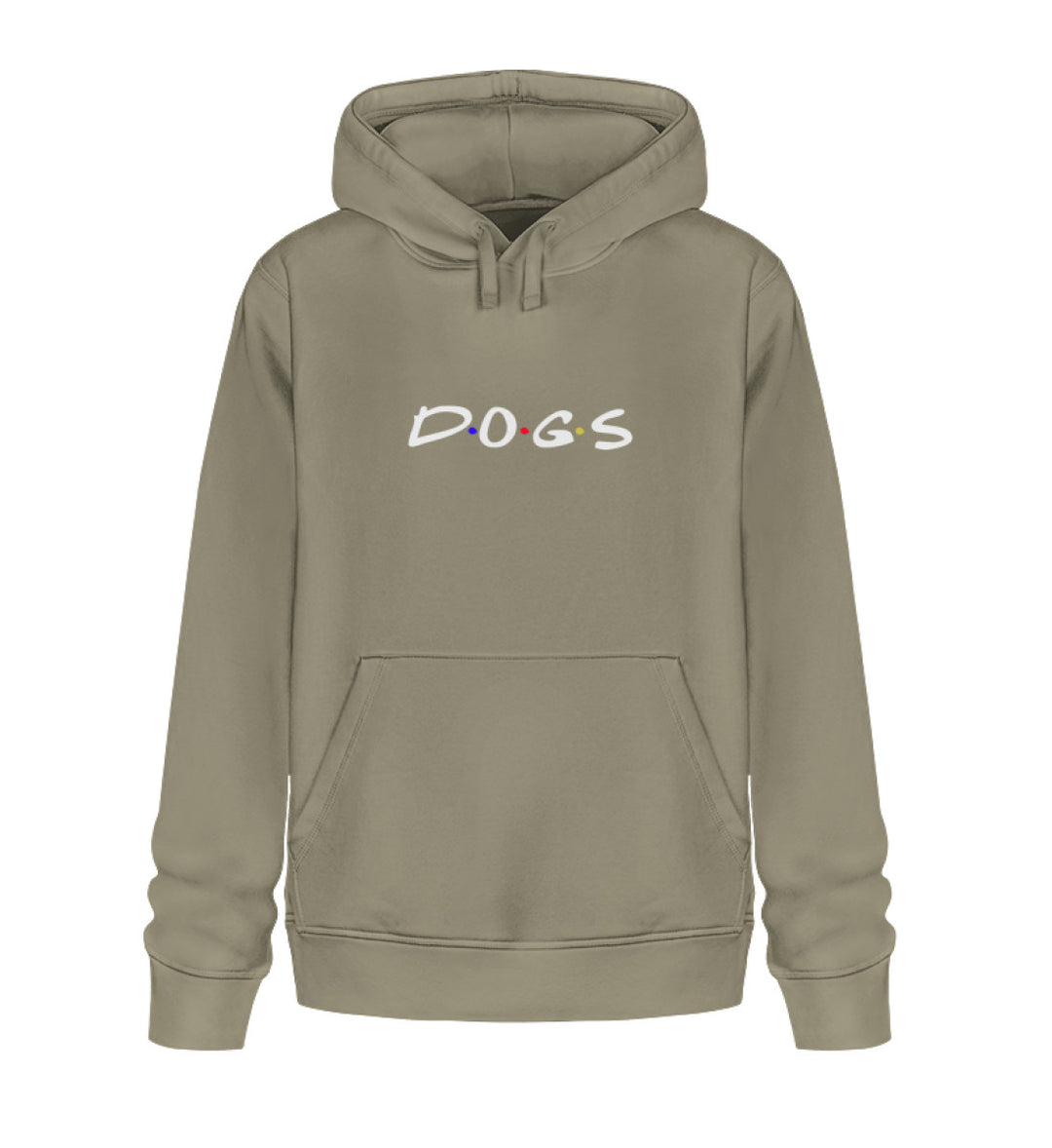 Khaki veganer Herren-Hoodie aus Bio-Baumwolle mit Dogs-Motiv