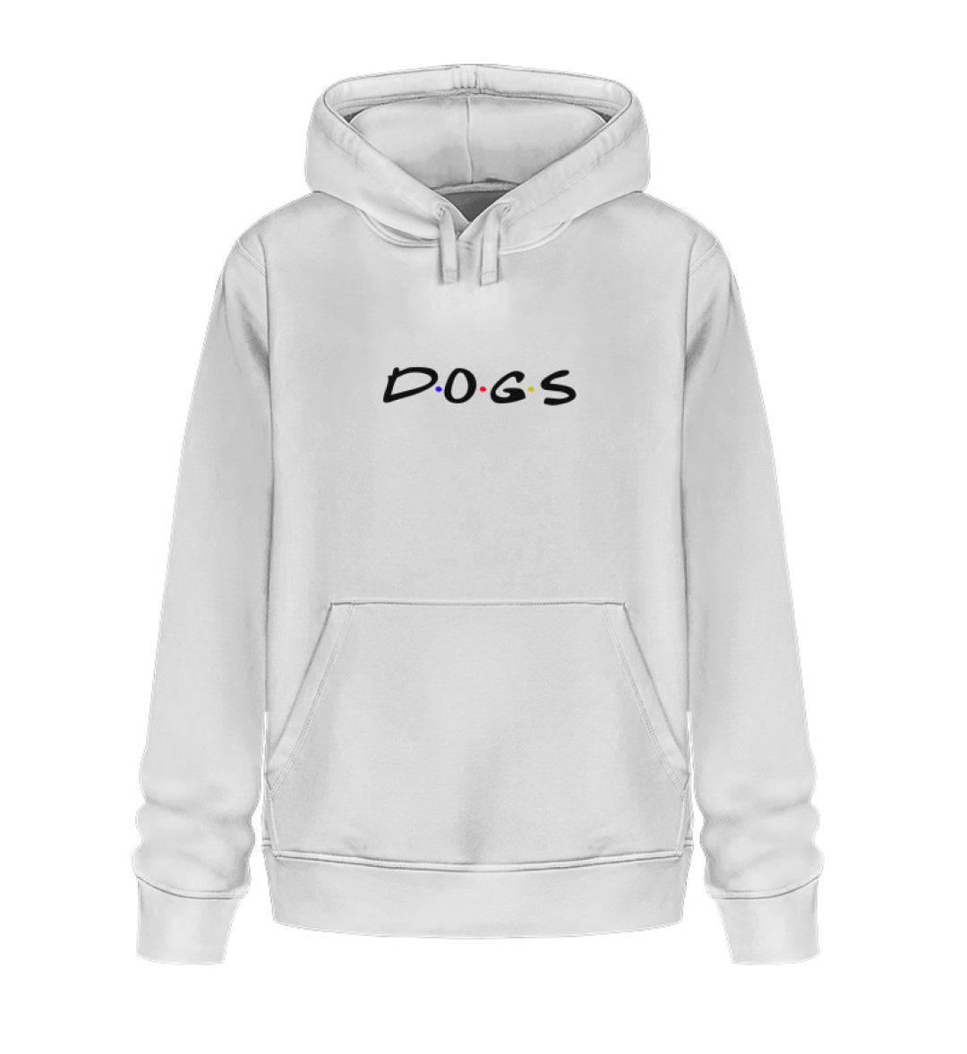 Weißer veganer Herren-Hoodie aus Bio-Baumwolle mit Dogs-Motiv