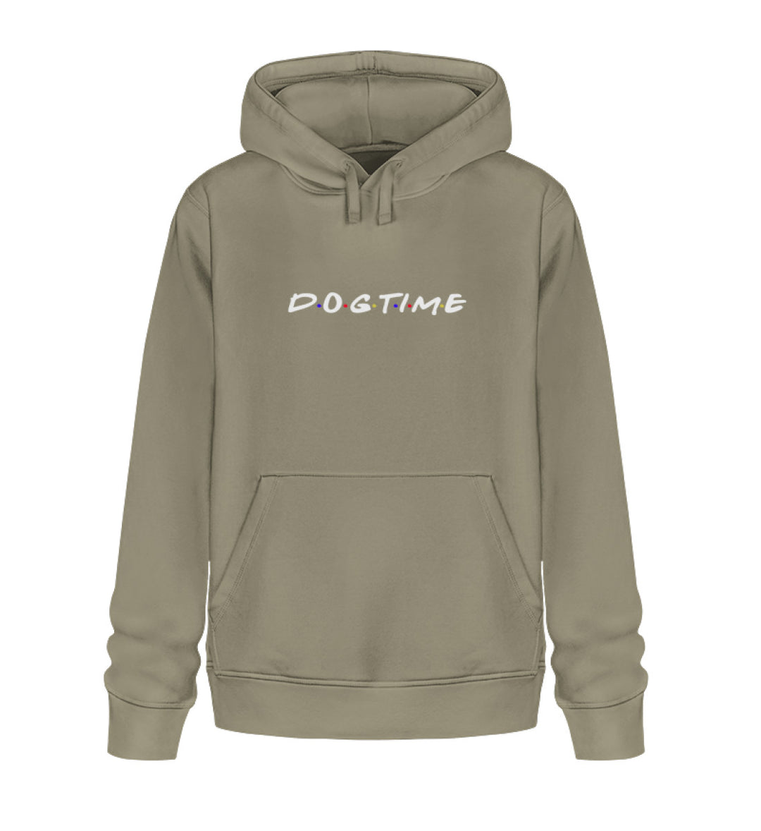 Khaki veganer Herren-Hoodie aus Bio-Baumwolle mit Dogtime-Motiv