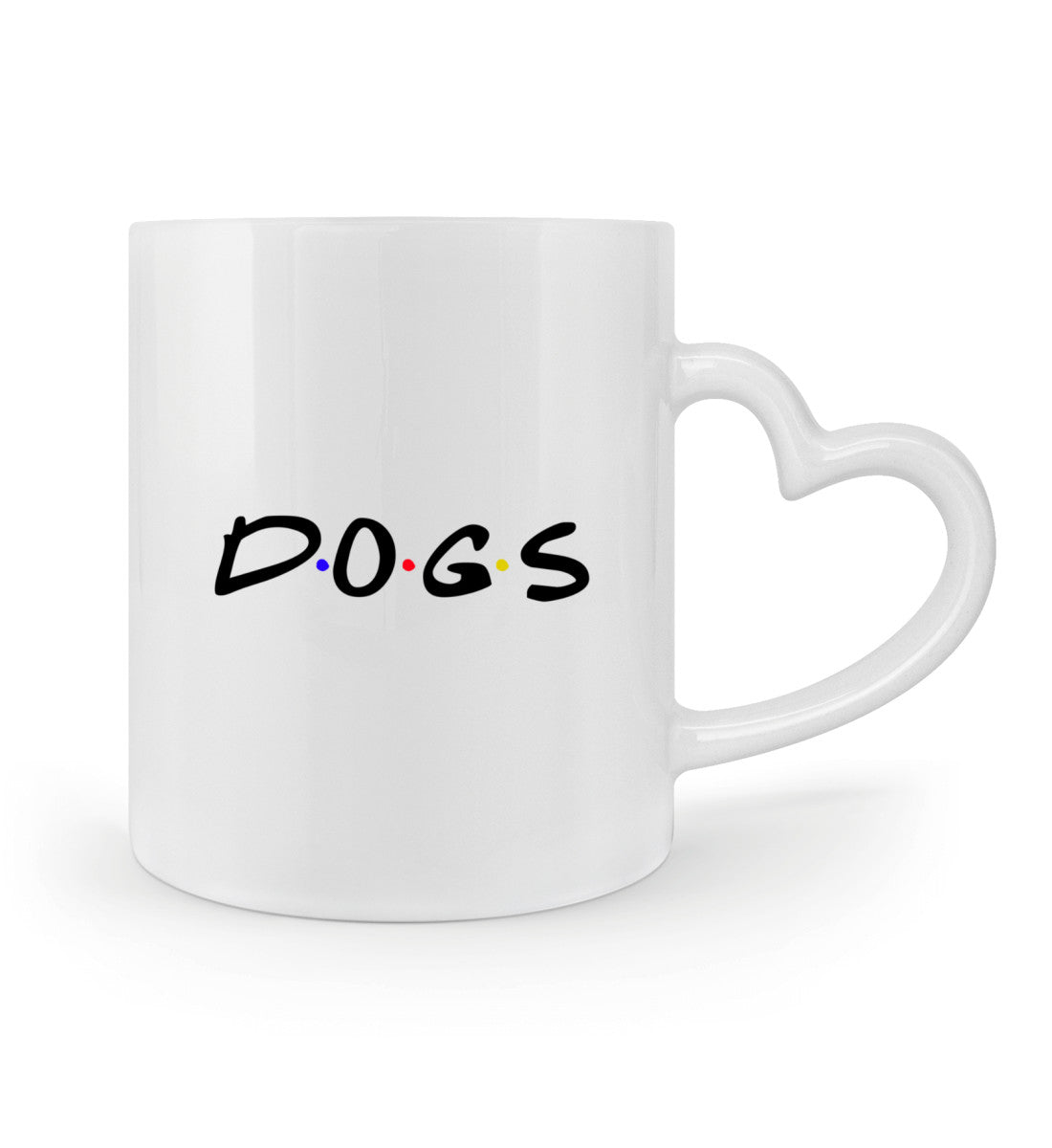 Dogs Tasse mit Herzhenkel in weiß