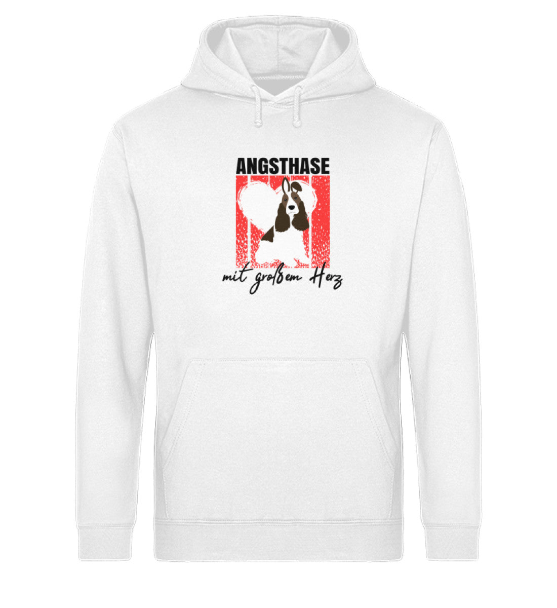 Angsthase mit großem Herz Herren Hoodie in Weiß