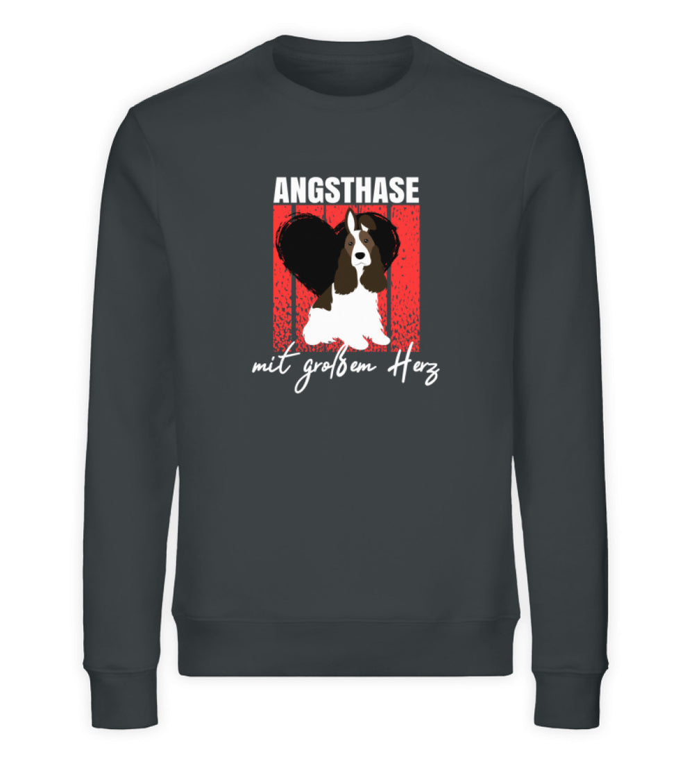 Angsthase mit großem Herz Herren Sweatshirt in India Ink Grey