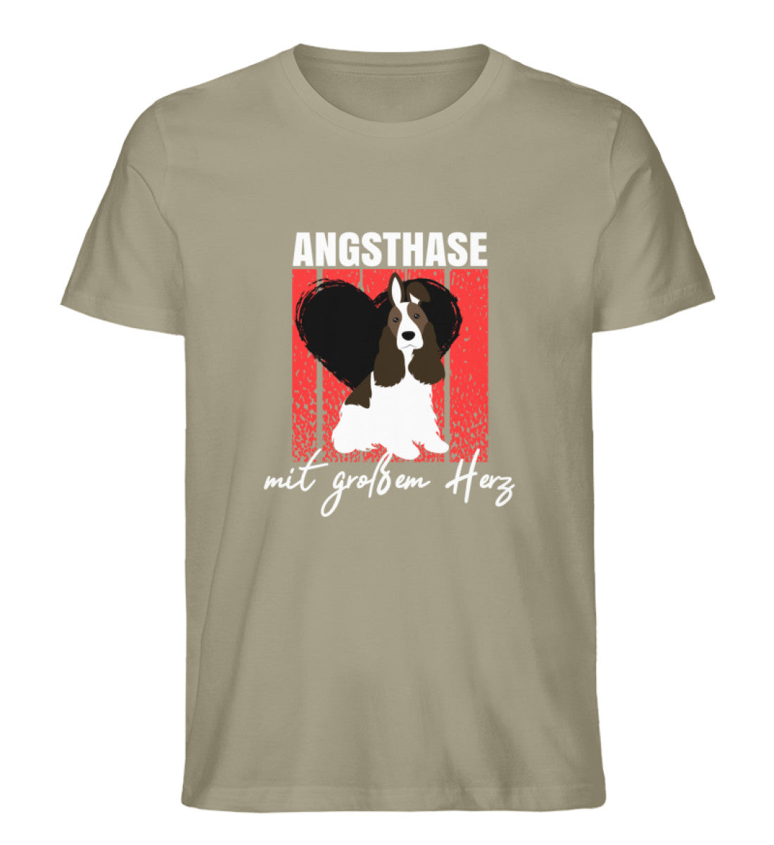 Angsthase mit großem Herz Herren T-Shirt in Khaki