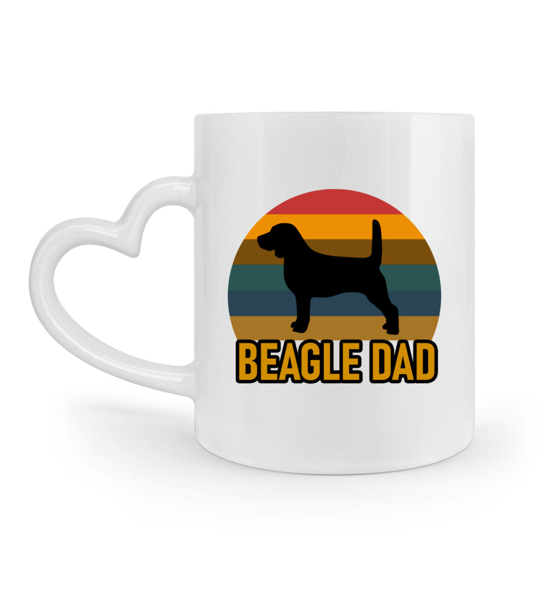 Beagle Dad Tasse mit Herzhenkel in weiß