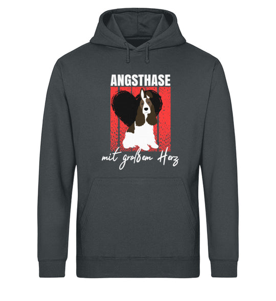 Angsthase mit großem Herz Damen Hoodie in India Ink Grey