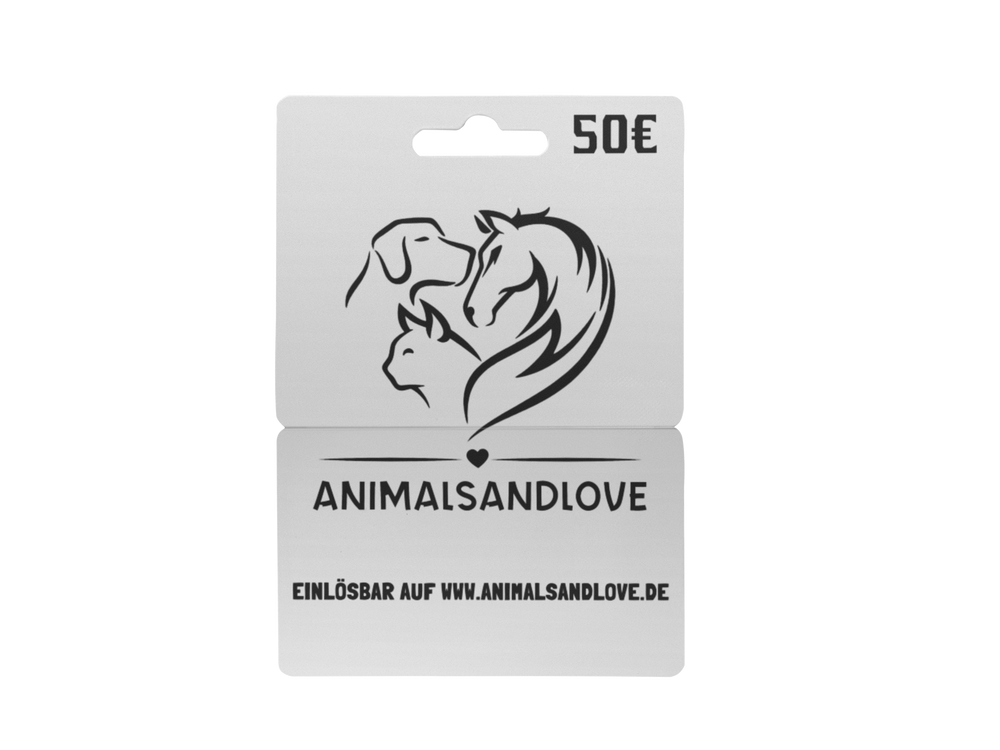 Geschenkkarte im Wert von 50 € – einlösbar auf animalsandlove.de