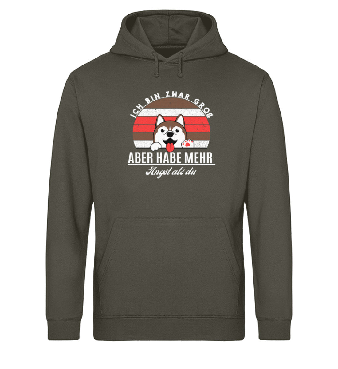 Ich bin zwar groß aber habe mehr Angst als du Herren Hoodie in Khaki