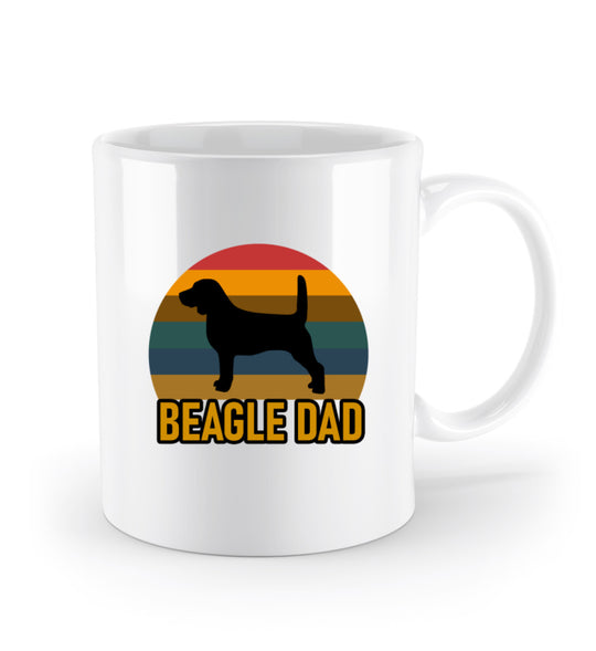 Keramik-Tasse (330 ml) Beagle Dad mit einem Beagle-Hund. Ein ideales Geschenk für Beagle-Fans und Hundeliebhaber. Henkel rechts.