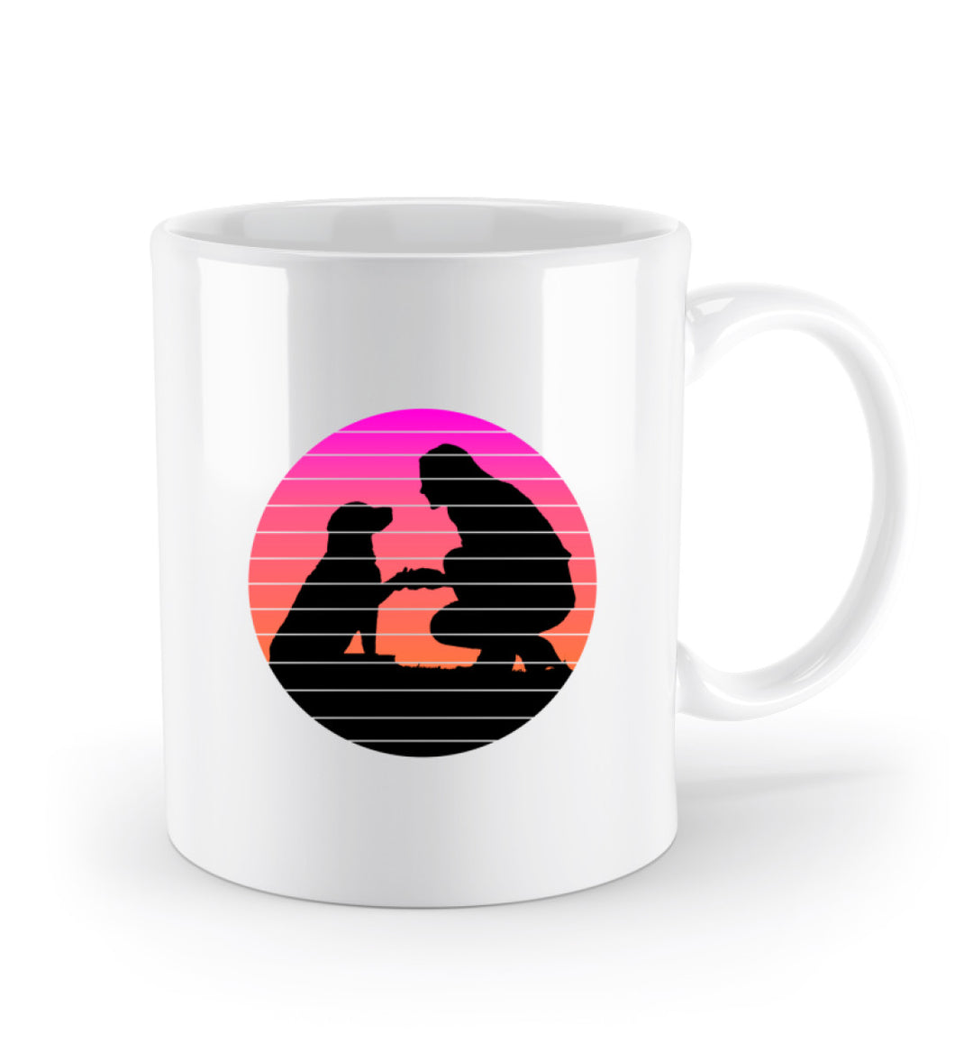 Hundeliebe Keramik-Tasse (330 ml) in Weiß – perfekt für Hundefreunde und Tierschutz-Fans. Motiv auf einer Seite, Henkel rechts.