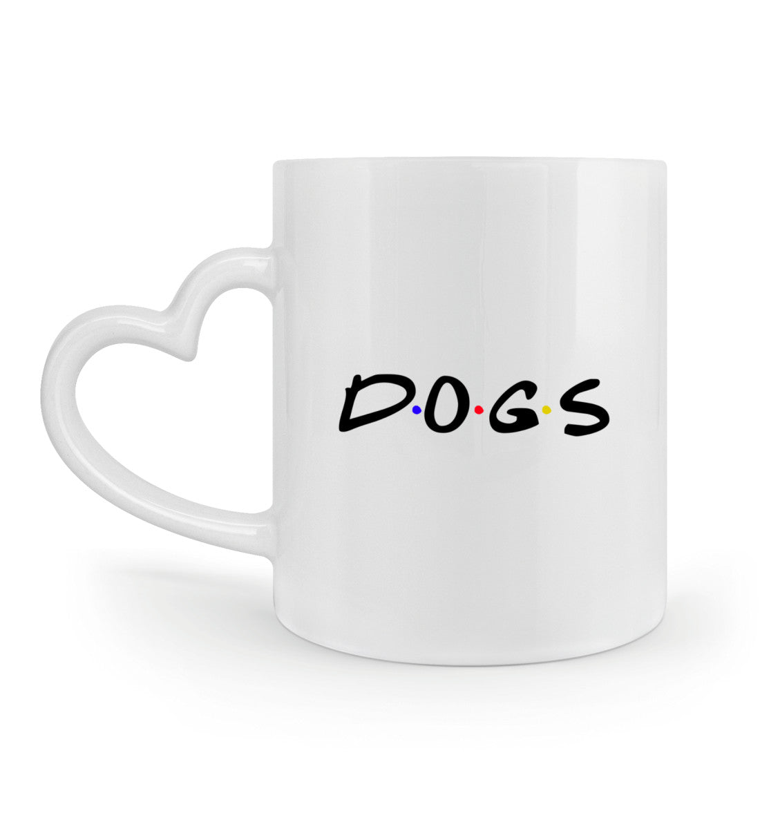 Dogs Tasse mit Herzhenkel in weiß