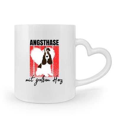 Angsthase mit großem Herz Tasse mit Herzhenkel in Weiß