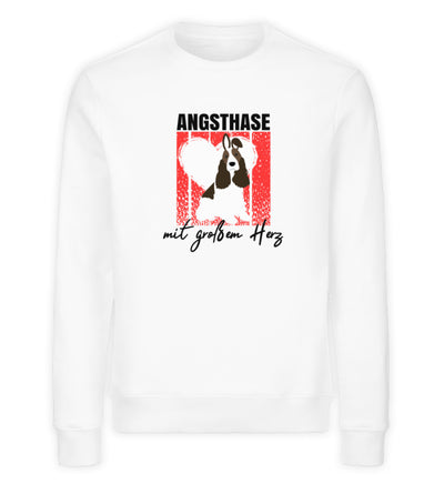 Angsthase mit großem Herz Herren Sweatshirt in Weiß