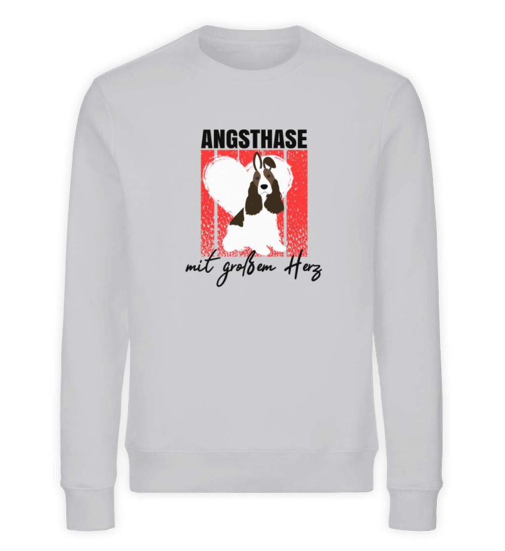 Angsthase mit großem Herz Herren Sweatshirt in Grau (Meliert)