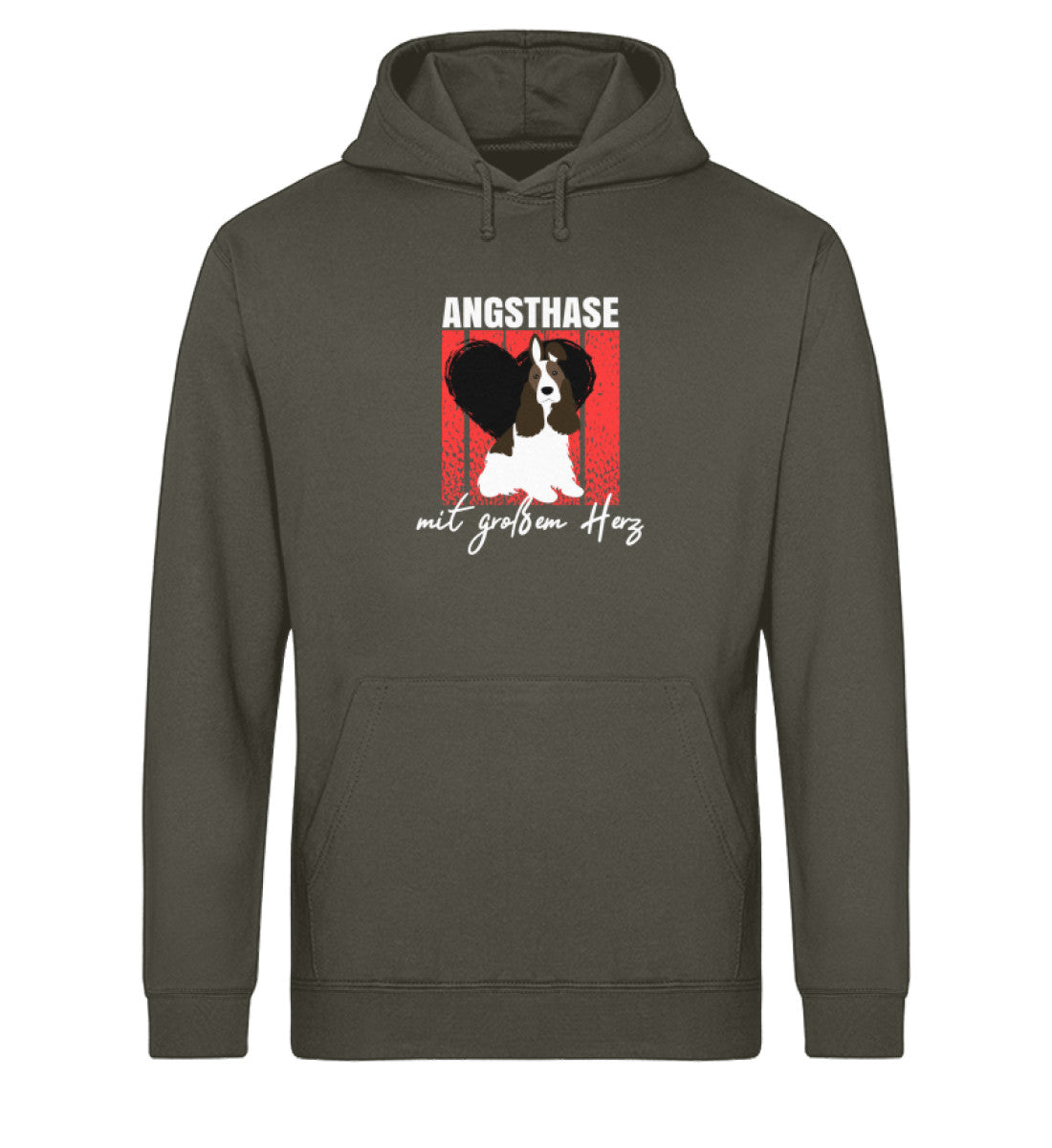 Angsthase mit großem Herz Herren Hoodie in Khaki