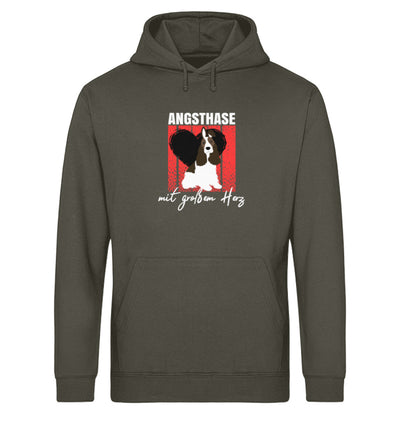 Angsthase mit großem Herz Herren Hoodie in Khaki