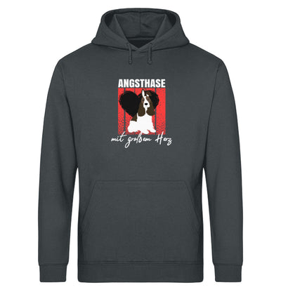 Angsthase mit großem Herz Herren Hoodie in India Ink Grey